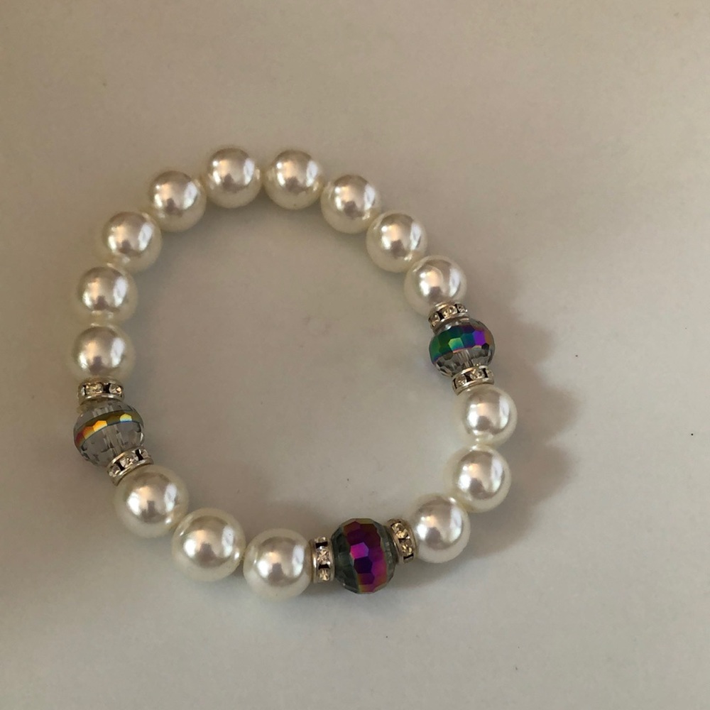 New Designed Crystal, rhinestone rondell and pearl bracelet